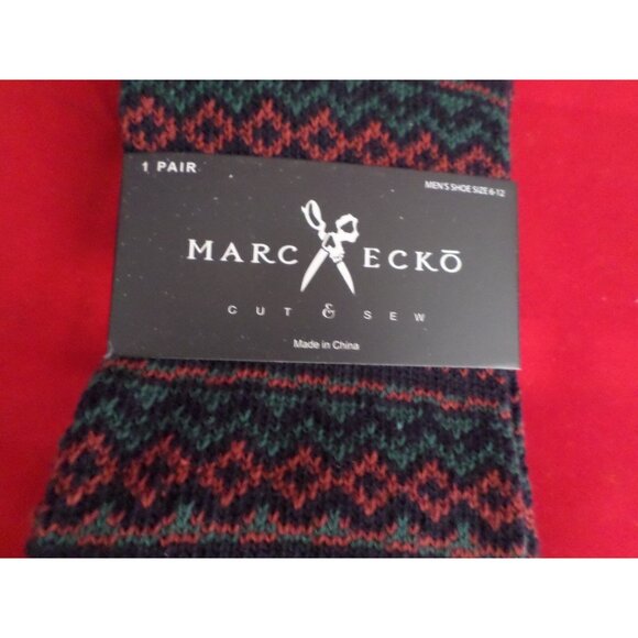 1 Pair Large Marc Ecko Cut & Sew Cotton Crew Socks 6-12 Zig Zag - Picture 2 of 5
